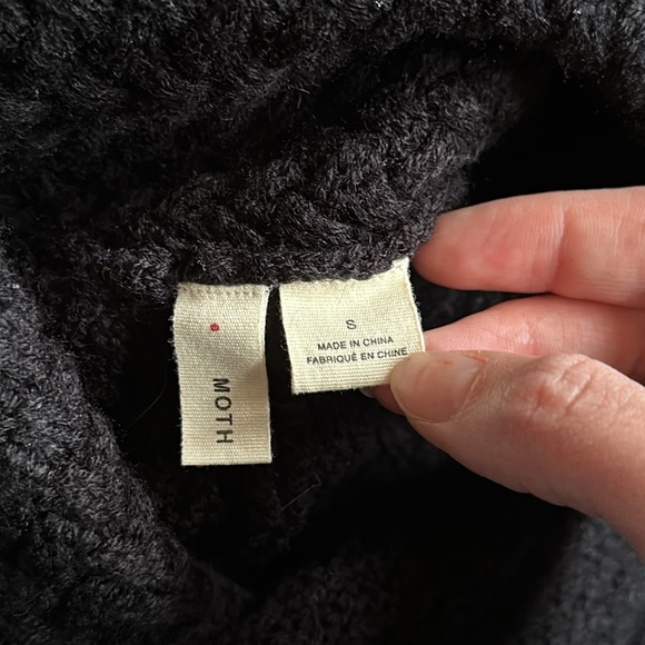 Anthropologie Moth Black Batwing Dolman Sleeve Turtleneck Sweater Small - Picture 8 of 13